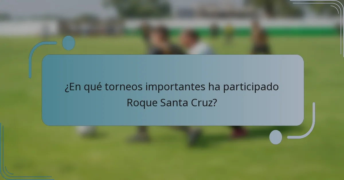 ¿En qué torneos importantes ha participado Roque Santa Cruz?