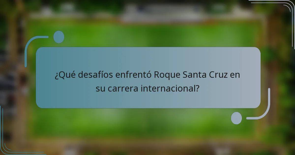 ¿Qué desafíos enfrentó Roque Santa Cruz en su carrera internacional?